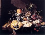 Cornelis de Heem Still-Life with Oysters, Lemons and Grapes painting